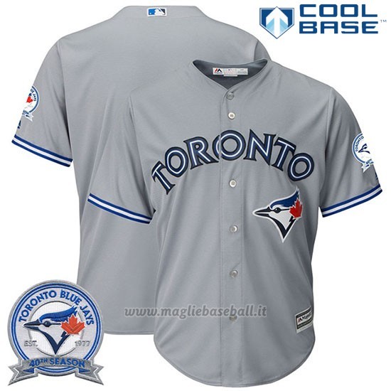 Maglia Baseball Uomo Toronto Blue Jays Grigio Cool Base 40 Anniversario
